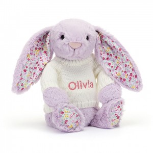 Medium Jellycat Blossom Jasmine Bunny with Personalised Cream Jumper | 67DRWVMSF