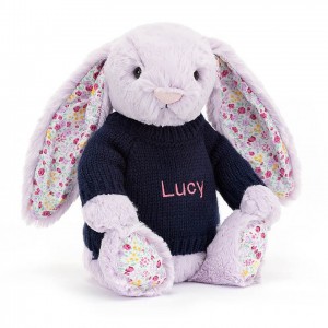 Medium Jellycat Blossom Jasmine Bunny with Personalised Navy Jumper Black Friday | 07PXBVAHM