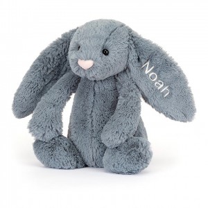 Medium Jellycat Personalised Bashful Dusky Blue Bunny Outlet | 20MXTVCPF