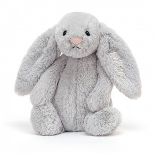 Medium Jellycat Personalised Bashful Silver Bunny Clearance | 92VCBWJOY