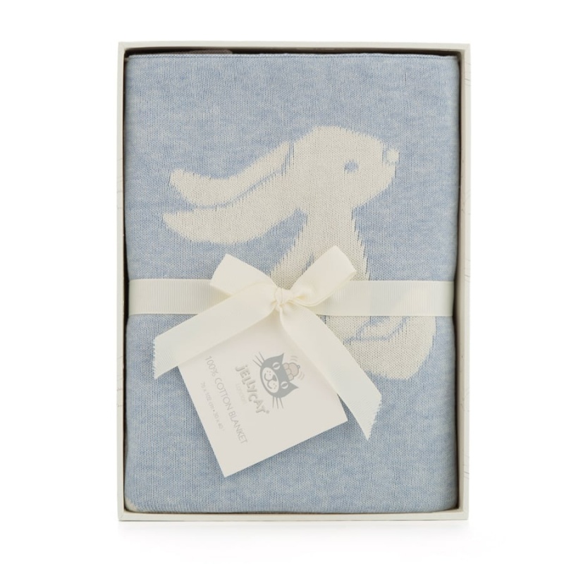 Jellycat Bashful Blue Bunny Blanket Outlet | 25KZFQGUA