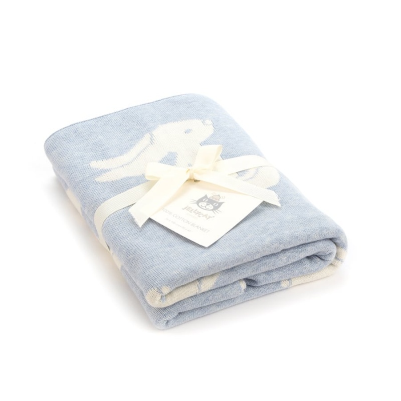 Jellycat Bashful Blue Bunny Blanket Outlet | 25KZFQGUA