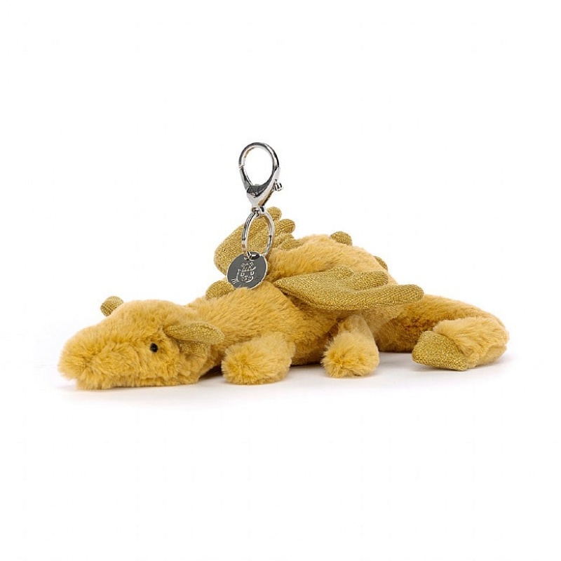 Jellycat Golden Dragon Bag Charm Outlet | 26JMFNROS