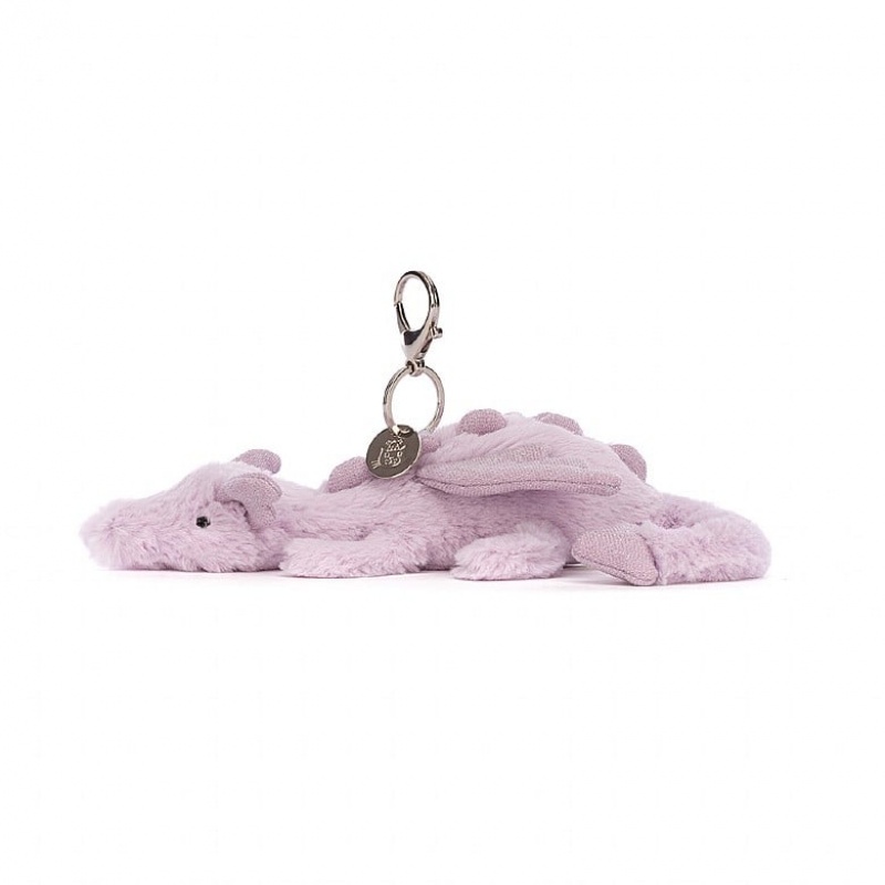 Jellycat Lavender Dragon Bag Charm | 38CYMQSKZ