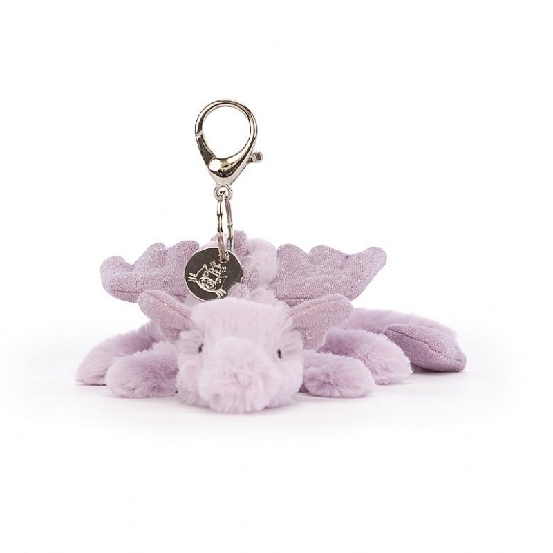 Jellycat Lavender Dragon Bag Charm | 38CYMQSKZ