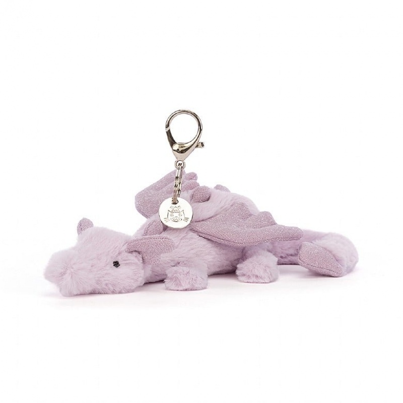 Jellycat Lavender Dragon Bag Charm | 38CYMQSKZ