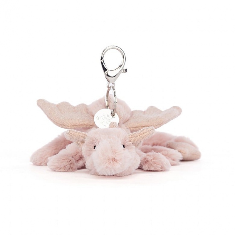 Jellycat Rose Dragon Bag Charm Outlet | 21NHLZVWB