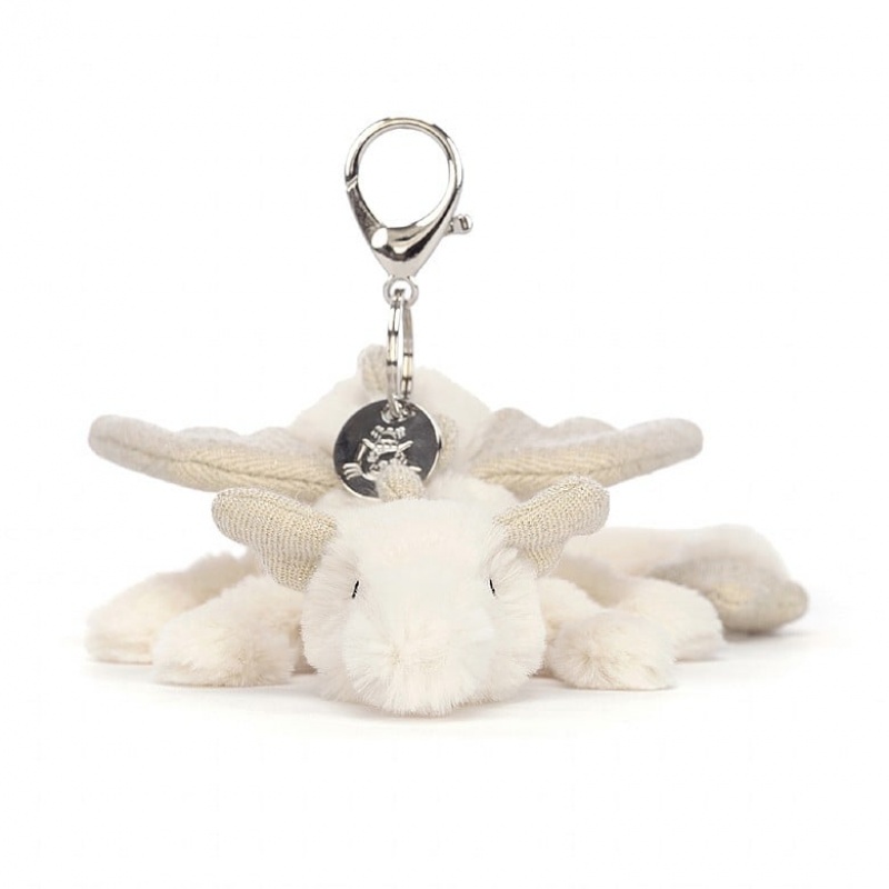 Jellycat Snow Dragon Bag Charm Outlet | 29DBYFQUT