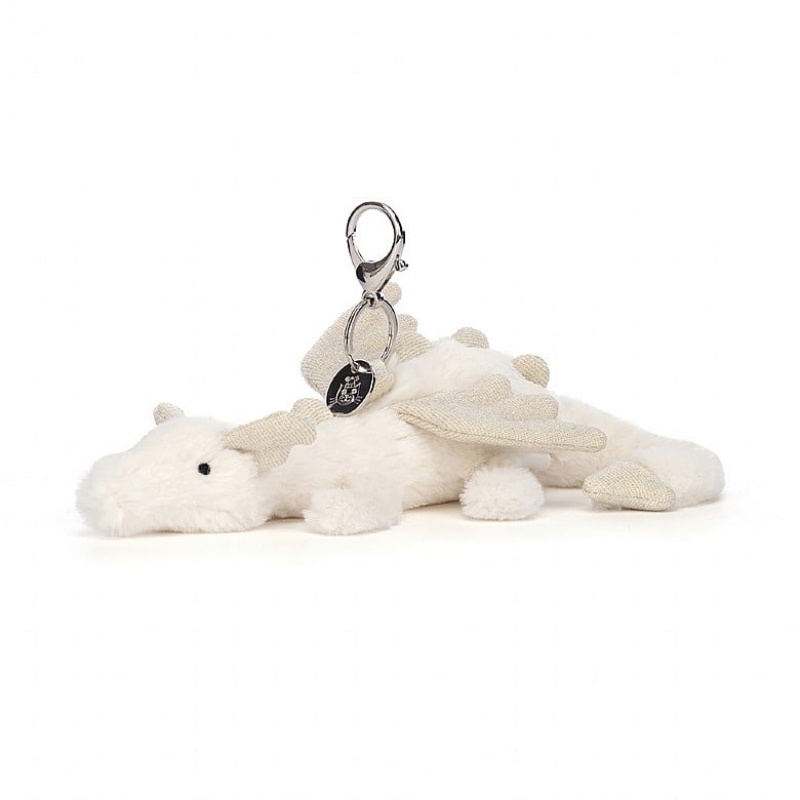 Jellycat Snow Dragon Bag Charm Outlet | 29DBYFQUT