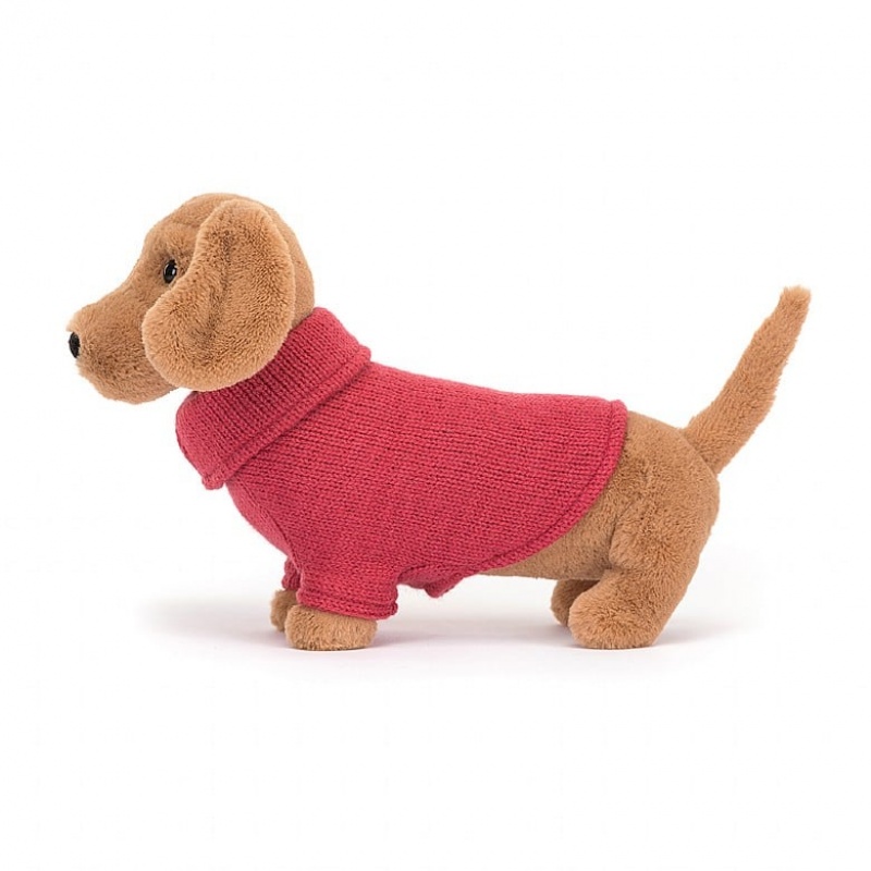 Jellycat Sweater Sausage Dog Pink | 34NVUWYZC