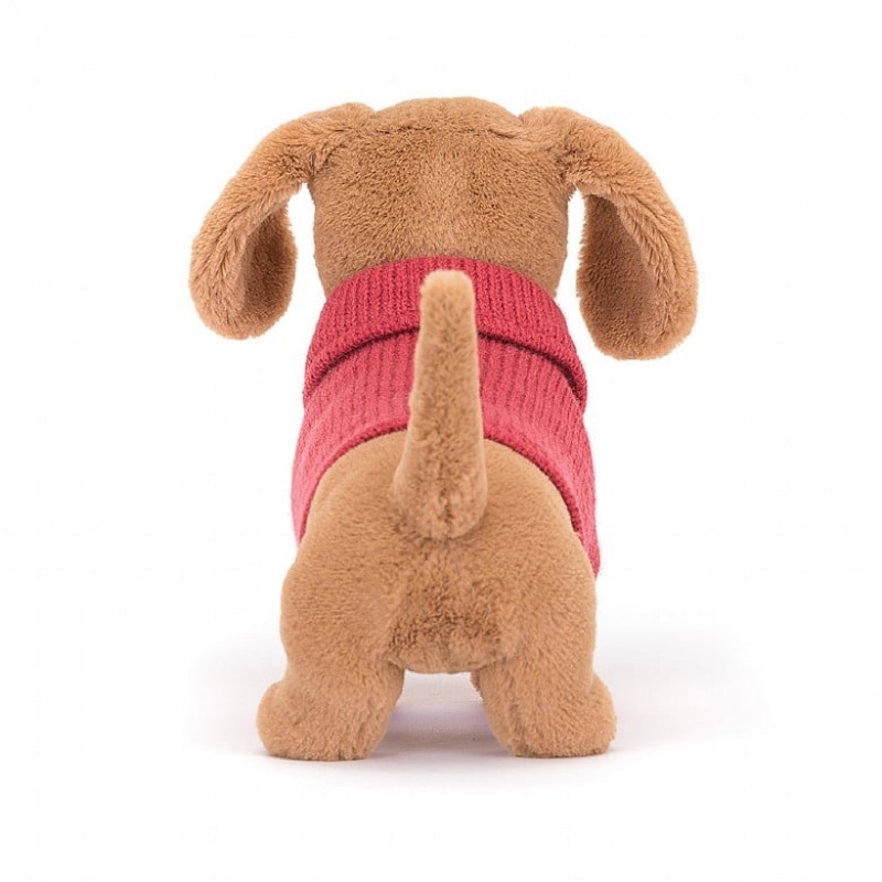 Jellycat Sweater Sausage Dog Pink | 34NVUWYZC