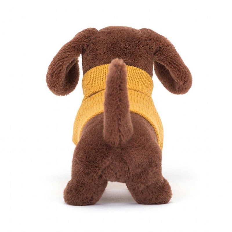 Jellycat Sweater Sausage Dog Yellow Black Friday | 06LIYOCPS