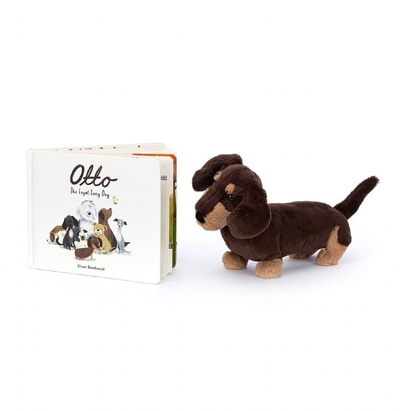 Large Jellycat Otto the Loyal Long Dog Book and Otto Sausage Dog | 15HELKNBX