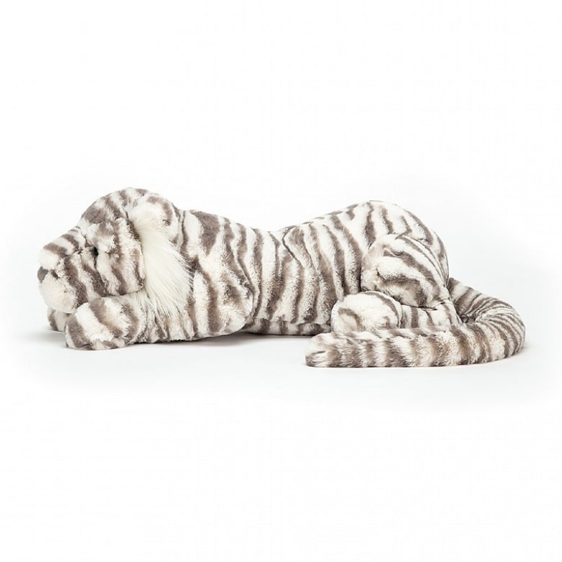 Large Jellycat Sacha Snow Tiger Clearance Sale | 78SAUHPBX