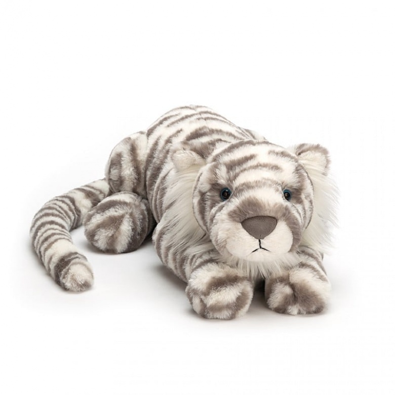 Large Jellycat Sacha Snow Tiger Clearance Sale | 78SAUHPBX