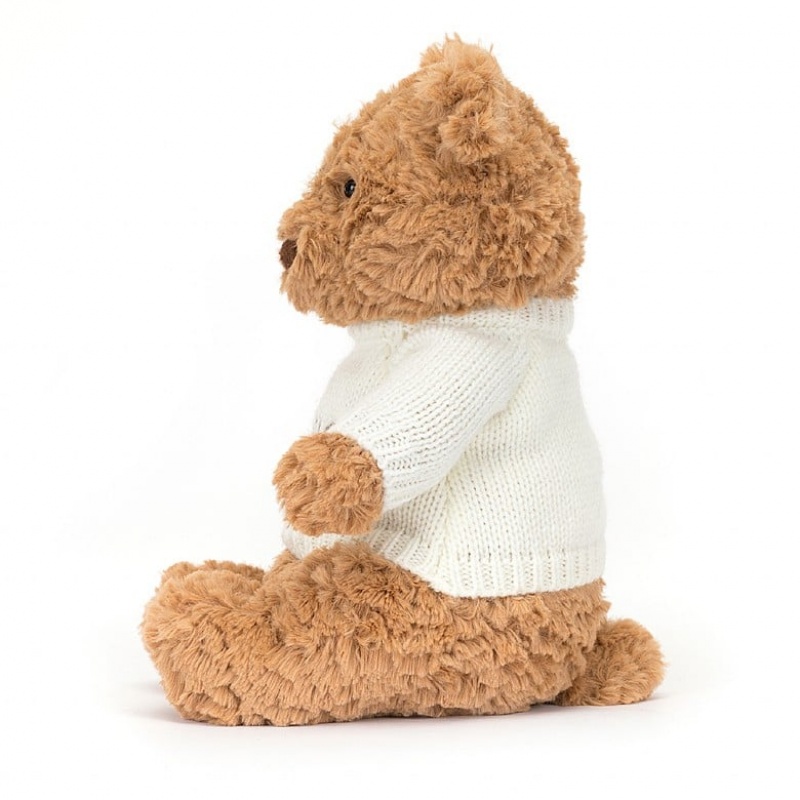 Medium Jellycat Bartholomew Bear with Personalised Cream Jumper | 13WQODURF