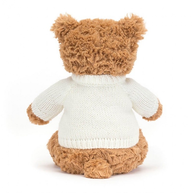 Medium Jellycat Bartholomew Bear with Personalised Cream Jumper | 13WQODURF