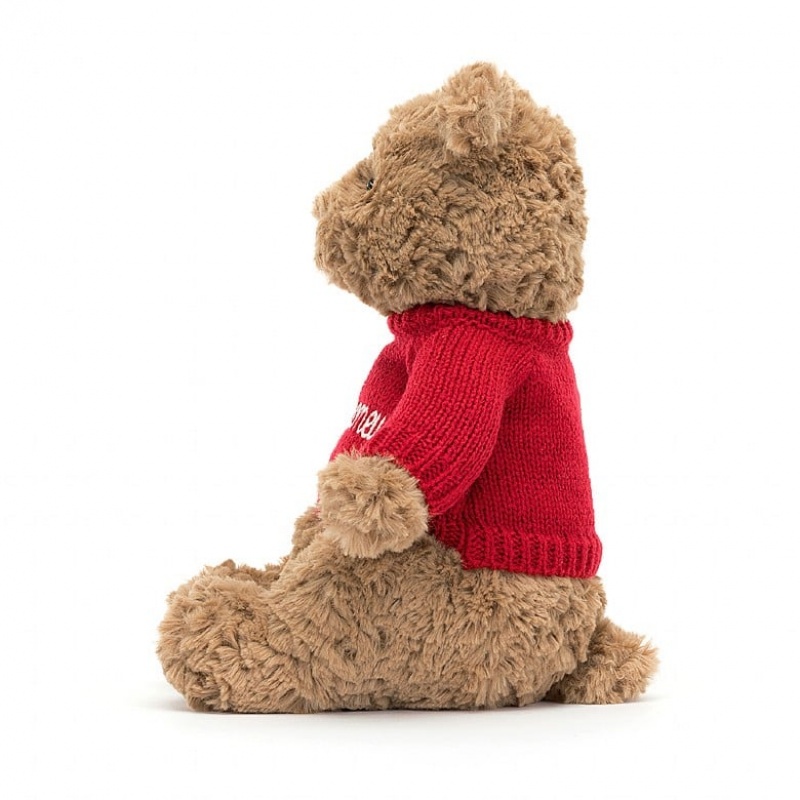 Medium Jellycat Bartholomew Bear with Personalised Red Jumper Outlet | 23TVDFBCW