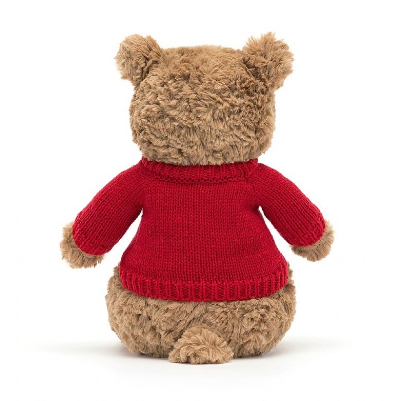 Medium Jellycat Bartholomew Bear with Personalised Red Jumper Outlet | 23TVDFBCW