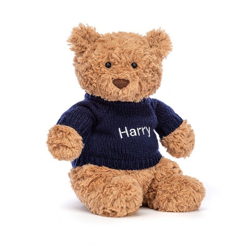 Medium Jellycat Bartholomew Bear with Personalised Navy Jumper Sale | 40RVSOQGW