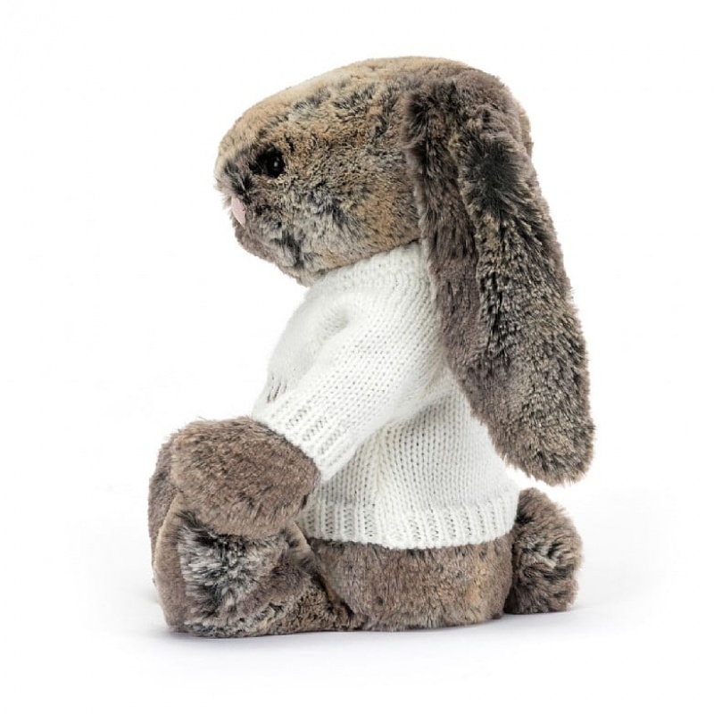 Medium Jellycat Bashful Cottontail Bunny with Personalised Cream Jumper | 38CZMOIUF