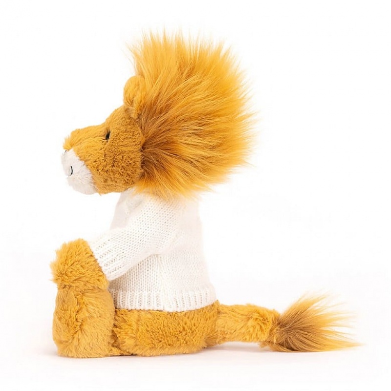 Medium Jellycat Bashful Lion with Personalised Cream Jumper Clearance | 94UMWBKJH