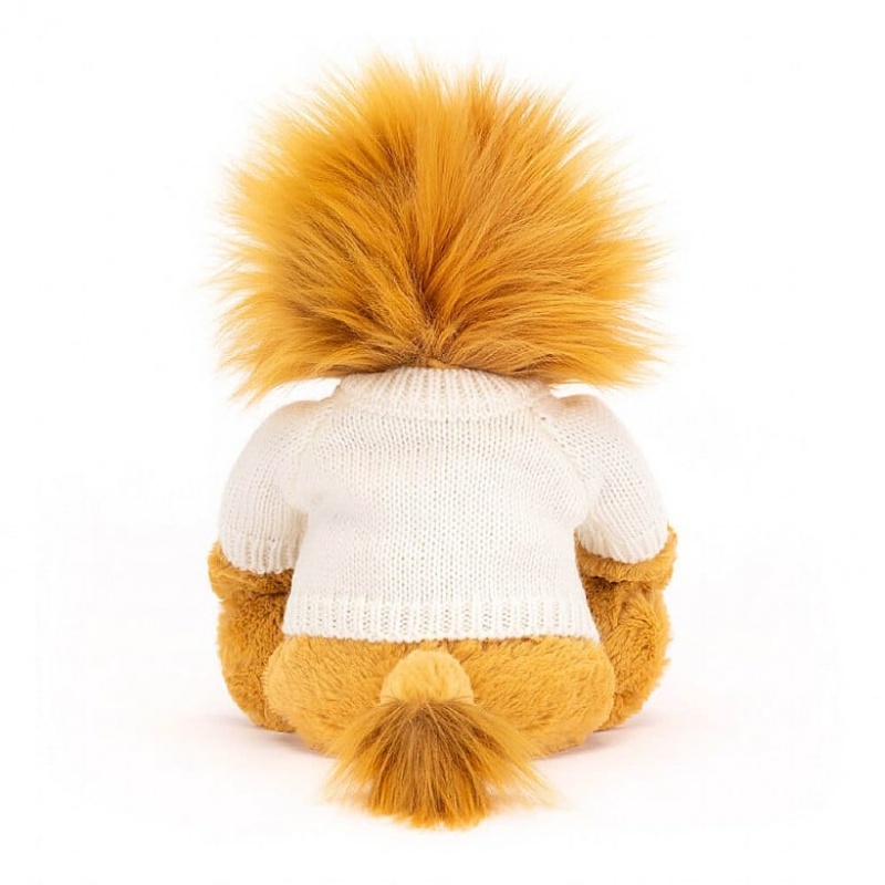 Medium Jellycat Bashful Lion with Personalised Cream Jumper Clearance | 94UMWBKJH