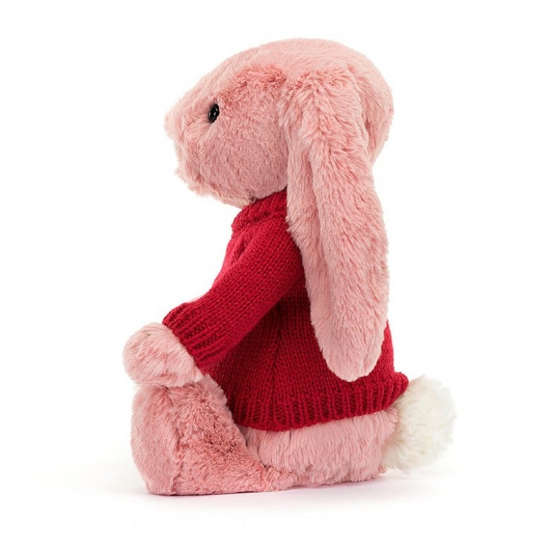 Medium Jellycat Bashful Petal Bunny with Personalised Red Jumper Black Friday | 06BTODYZA