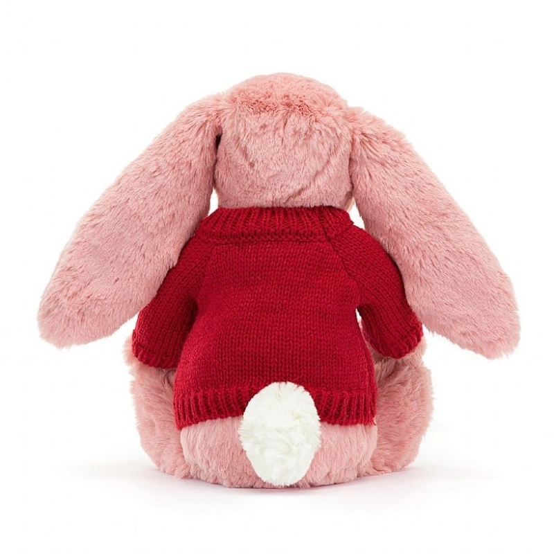 Medium Jellycat Bashful Petal Bunny with Personalised Red Jumper Black Friday | 06BTODYZA