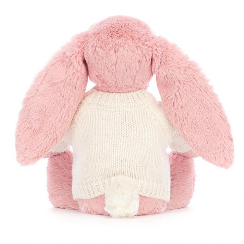 Medium Jellycat Bashful Petal Bunny with Personalised Cream Jumper Sale | 40NVUBRDX