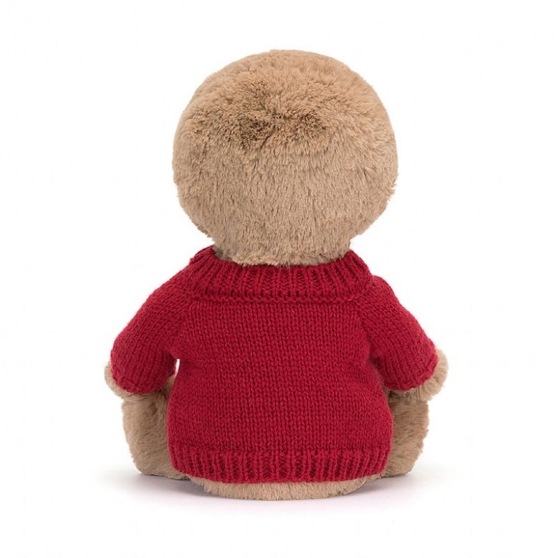 Medium Jellycat Bashful Sloth with Personalised Red Jumper | 12QFWISBP