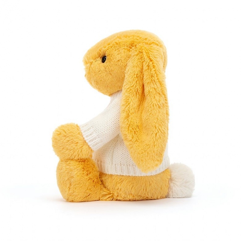 Medium Jellycat Bashful Sunshine Bunny with Personalised Cream Jumper | 32SKYOIWV