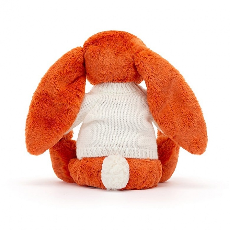 Medium Jellycat Bashful Tangerine Bunny with Personalised Cream Jumper Clearance Sale | 79JOALQHW