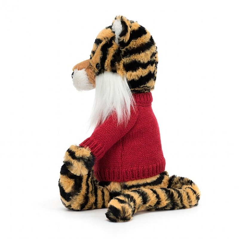 Medium Jellycat Bashful Tiger with Personalised Red Jumper Sale | 48FBRCYUN