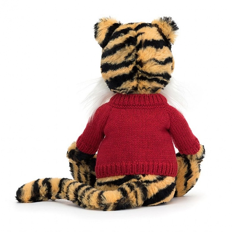 Medium Jellycat Bashful Tiger with Personalised Red Jumper Sale | 48FBRCYUN