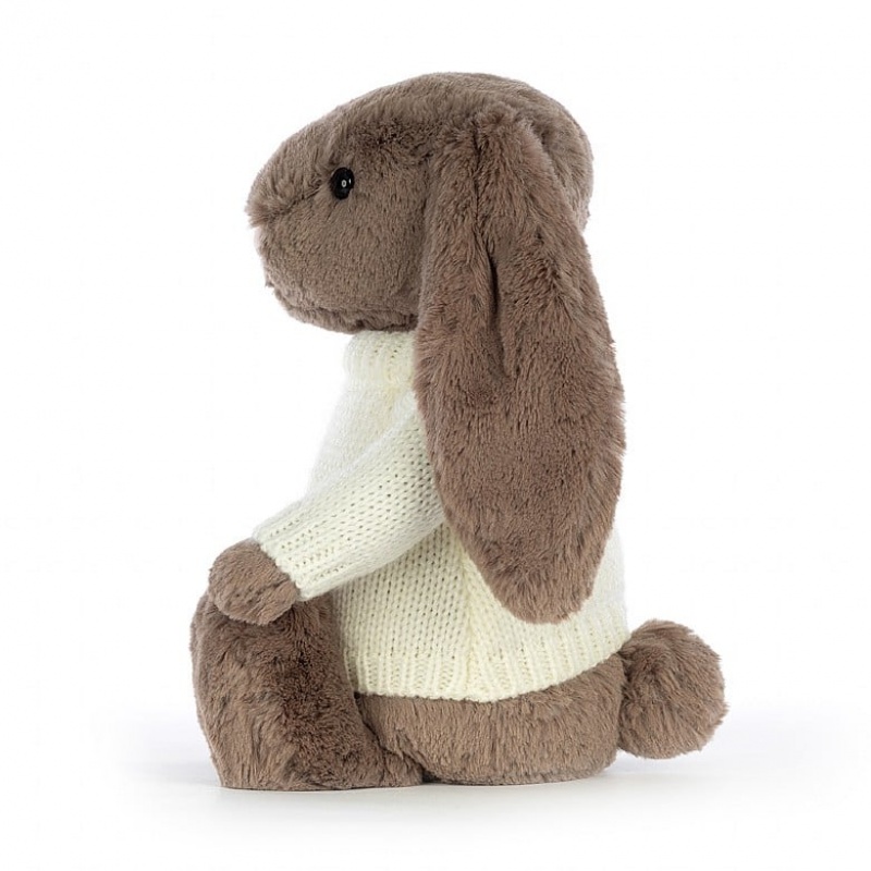 Medium Jellycat Bashful Truffle Bunny with Personalised Cream Jumper Clearance | 92WYMCALU