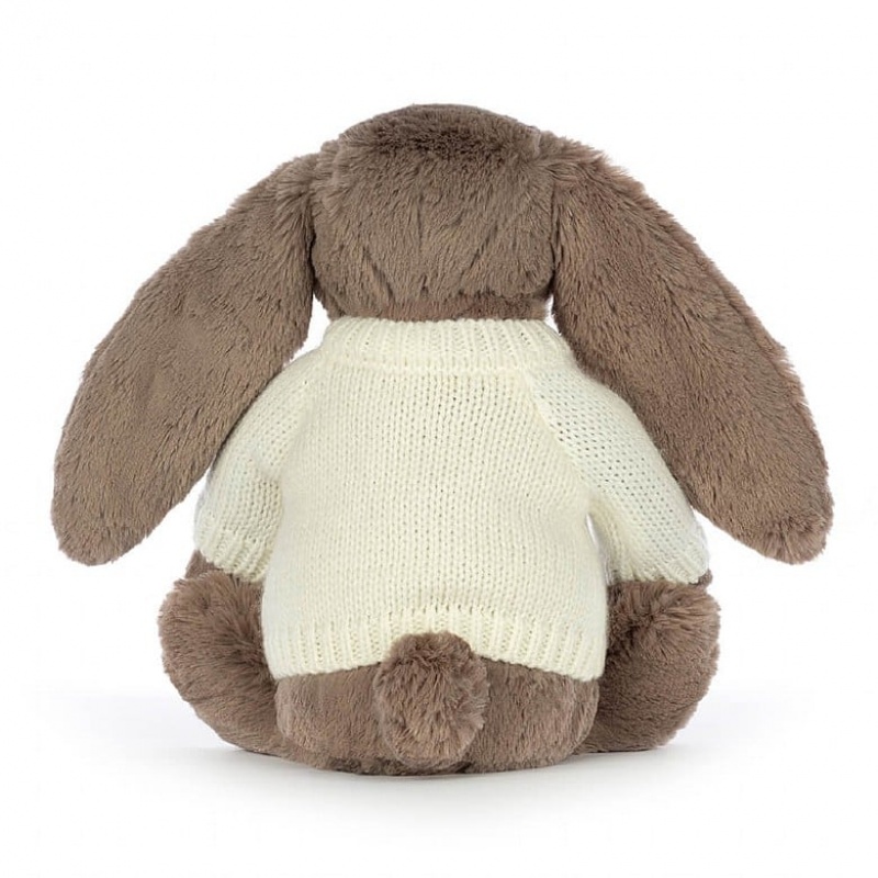 Medium Jellycat Bashful Truffle Bunny with Personalised Cream Jumper Clearance | 92WYMCALU