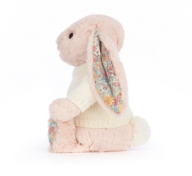 Medium Jellycat Blossom Blush Bunny with Personalised Cream Jumper Black Friday | 05ILHPFTG