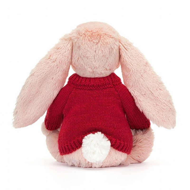 Medium Jellycat Blossom Blush Bunny with Personalised Red Jumper | 10UOSPTNB