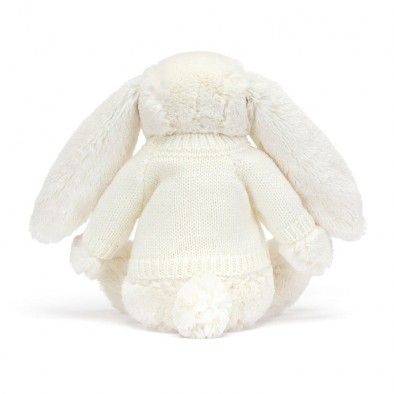 Medium Jellycat Blossom Cream Bunny with Personalised Cream Jumper USA | 50GPDRUEW