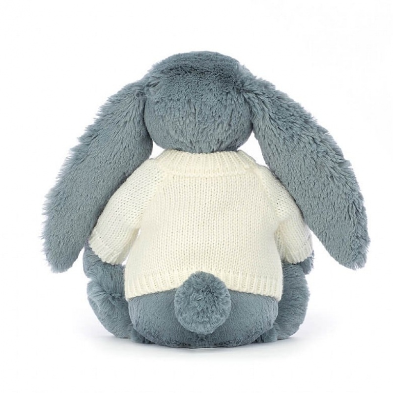 Medium Jellycat Blossom Dusky Blue with Personalised Cream Jumper Black Friday | 07VHCPEZW