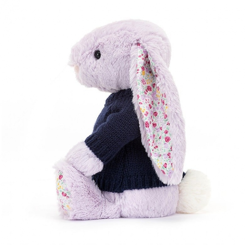 Medium Jellycat Blossom Jasmine Bunny with Personalised Navy Jumper Black Friday | 07PXBVAHM