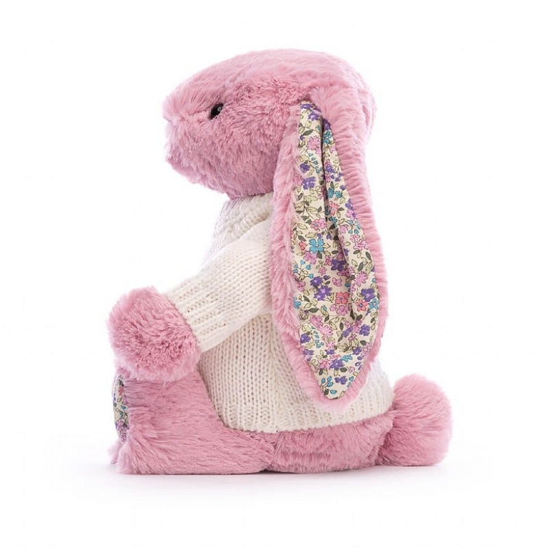 Medium Jellycat Blossom Tulip Bunny with Personalised Cream Jumper USA | 56INJFRDH