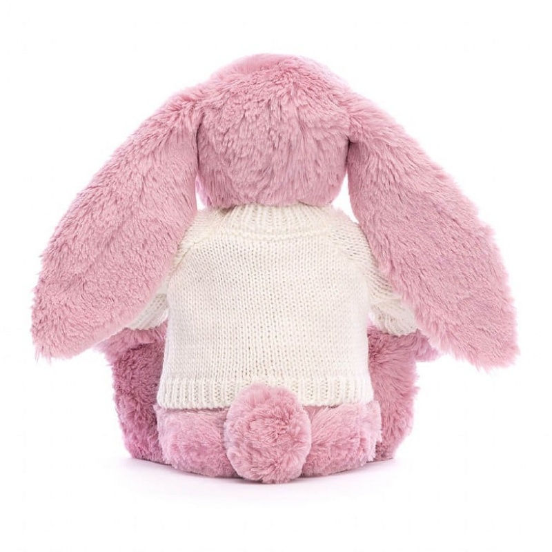 Medium Jellycat Blossom Tulip Bunny with Personalised Cream Jumper USA | 56INJFRDH