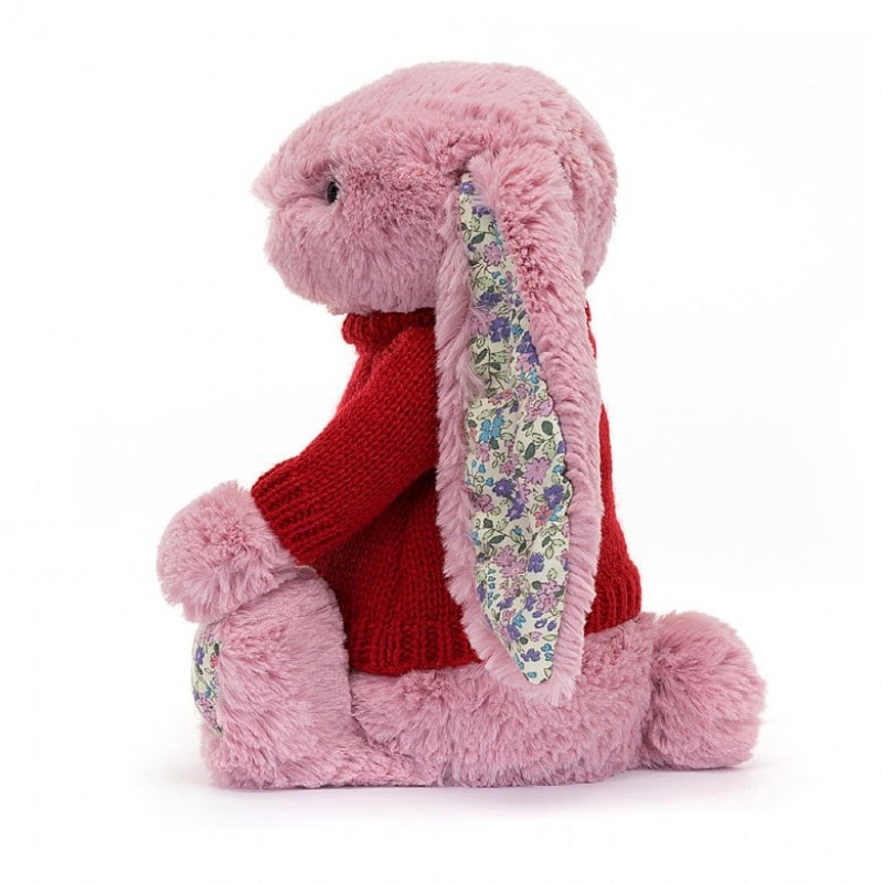 Medium Jellycat Blossom Tulip Bunny with Personalised Red Jumper Clearance | 90YOAFBEK