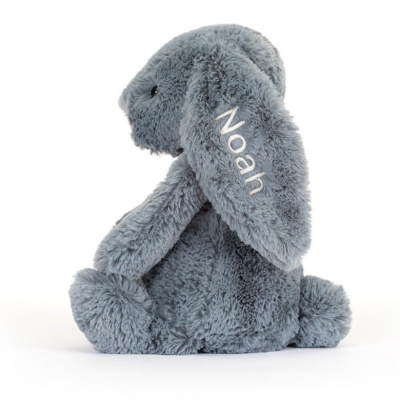 Medium Jellycat Personalised Bashful Dusky Blue Bunny Outlet | 20MXTVCPF