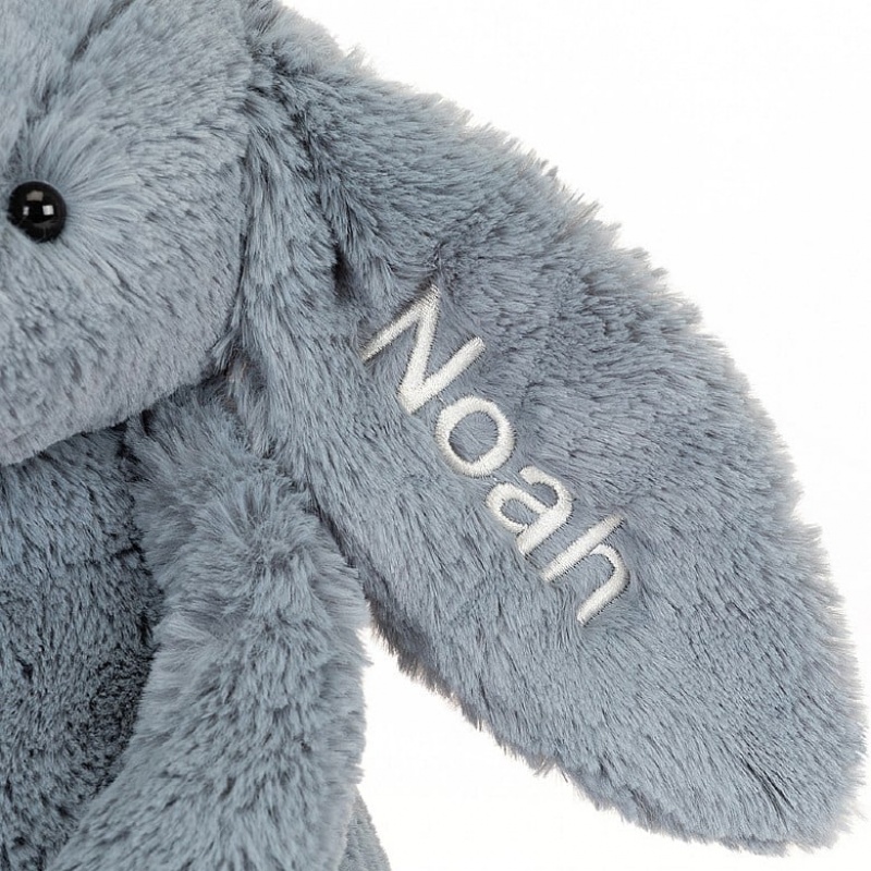 Medium Jellycat Personalised Bashful Dusky Blue Bunny Outlet | 20MXTVCPF