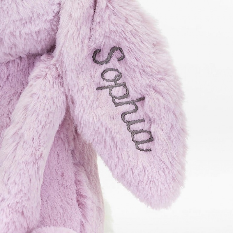 Medium Jellycat Personalised Bashful Lilac Bunny | 34GNCJDRT