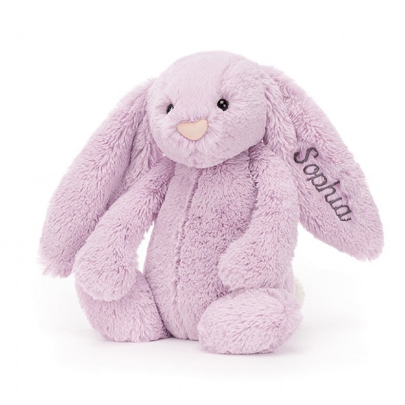 Medium Jellycat Personalised Bashful Lilac Bunny | 34GNCJDRT