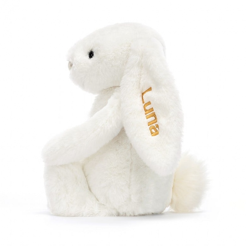 Medium Jellycat Personalised Bashful Luxe Bunny Luna Clearance Sale | 72HSXKLYO